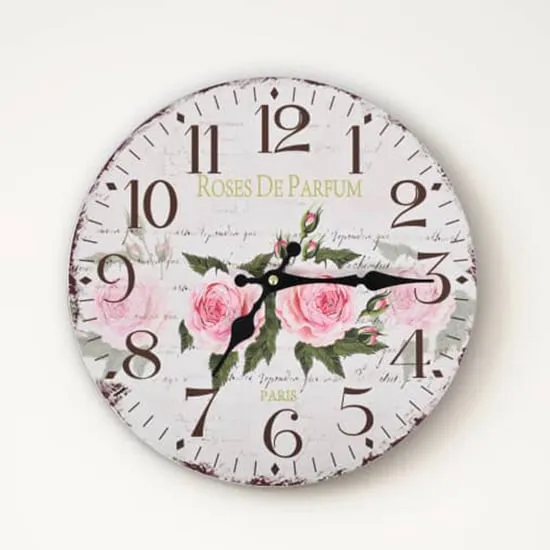 Biagio Flower Design Wall Clock - Multicolour, MDF image