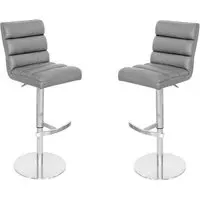 Bianca Bar Stool with Gas Lift - Grey, Leather