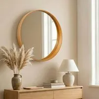 Bias Round Wall Mirror - Oak, Beech Coated MDF alternate view