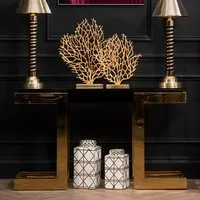 Bibha Console Table with Glass Top - Gold, Stainless Steel alternate view