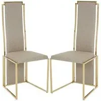 Bibha Side Dining Chairs in Pair - Natural, Fabric