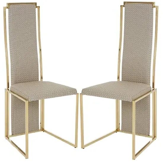 Bibha Side Dining Chairs in Pair - Natural, Fabric
