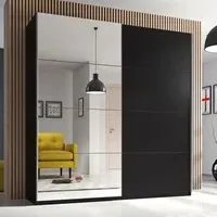 Biella 2-Door Sliding Wardrobe - Black, Laminated Board