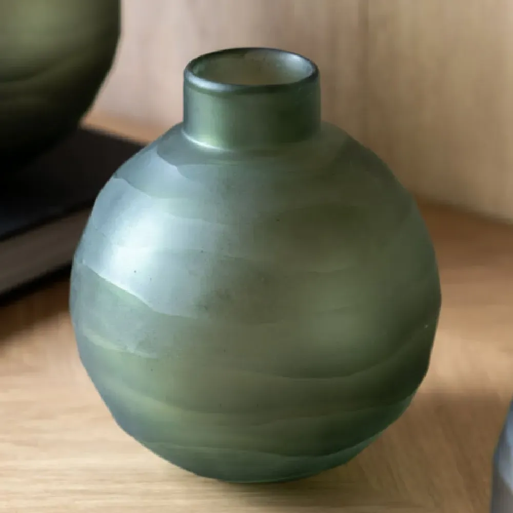 Bigfork Small Round Globe Vase - Green, Glass image