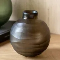 Bigfork Small Round Globe Vase - Smoke, Glass