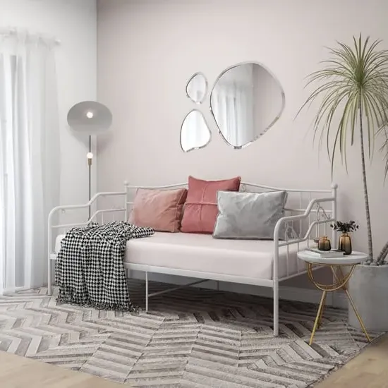 Bijan Single Sofa Bed - White, Metal