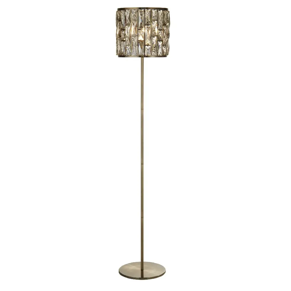 Bijou Champagne Glass Floor Lamp - Antique Brass