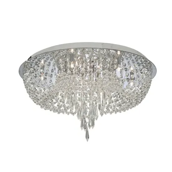 Bijoux 10 Lamp Chrome Ceiling Light with Crystal Trimmings