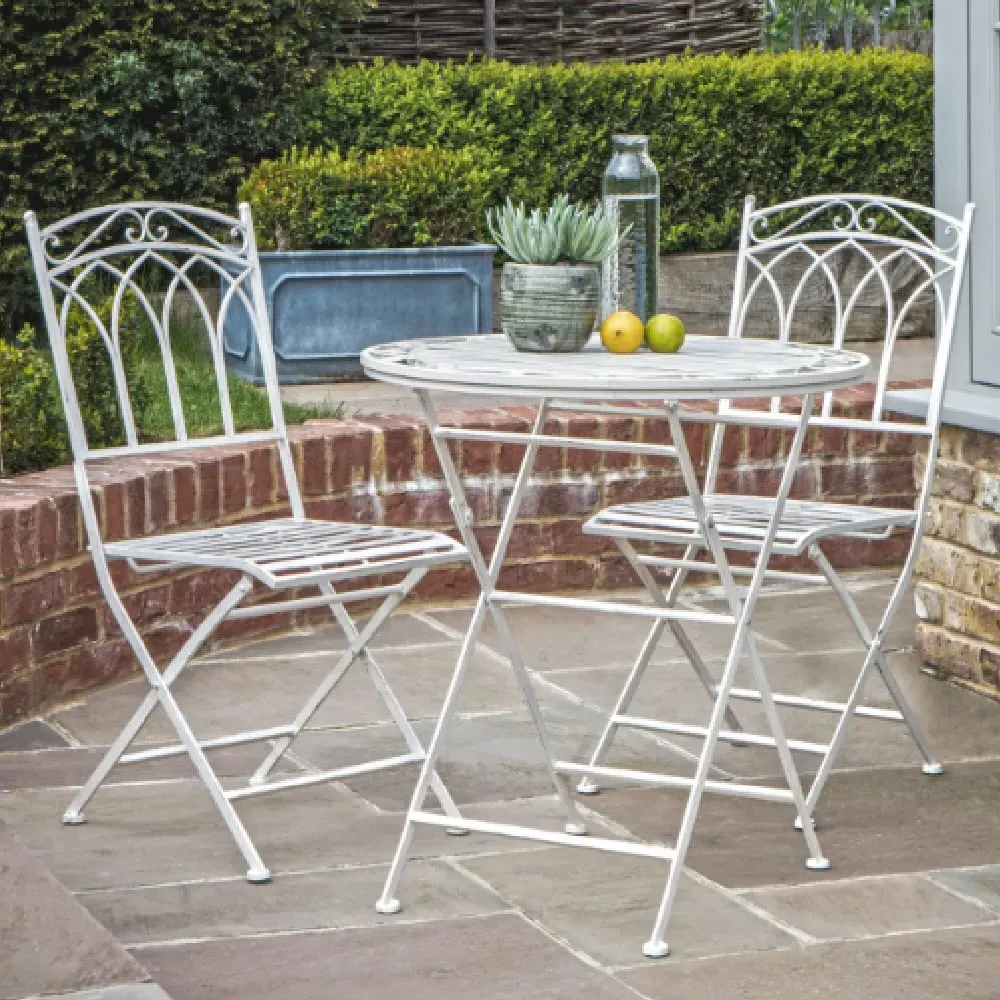Bilbao 2-Seater Bistro Set - Distressed White, Metal image