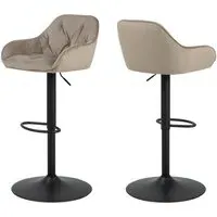Bilbao Bar Stools with Gas Lift - Beige, Fabric