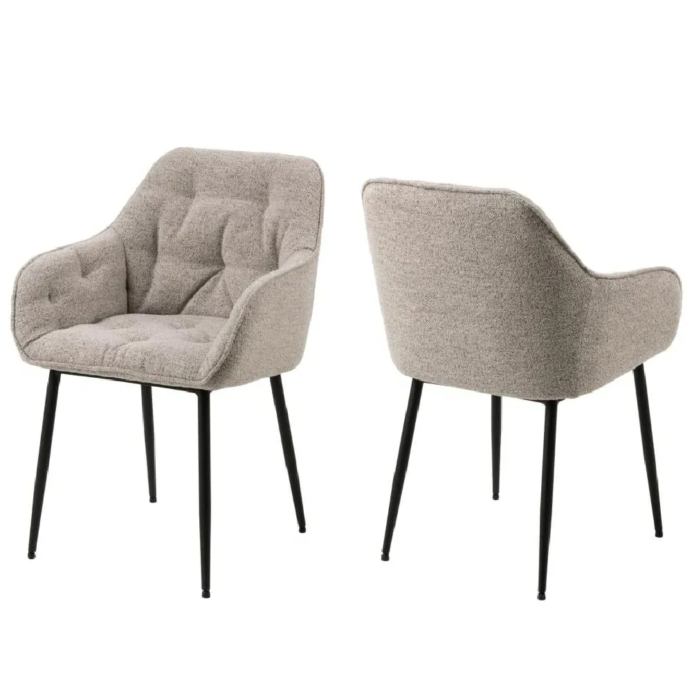 Bilbao Dining Chairs with Armrests - Beige, Fabric