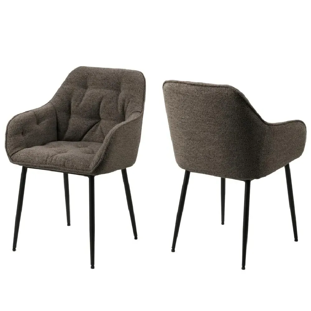 Bilbao Dining Chairs with Armrests - Taupe, Fabric
