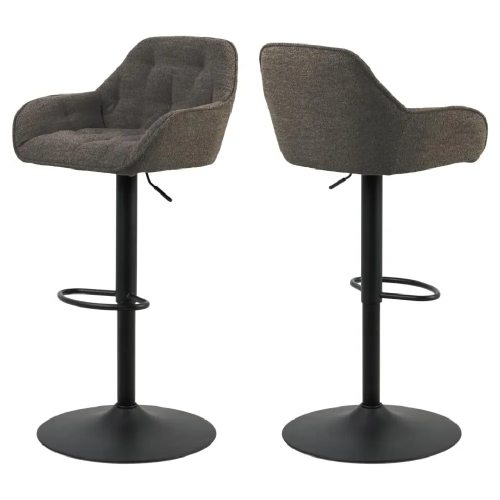 Bilbao Fabric Bar Stools with Black Base - Taupe image