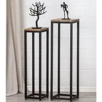 Bilbao Set of 2 Decorative Pillars - Brown, Black Metal