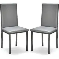 Billings Dining Chairs Pair - Grey, Faux Leather