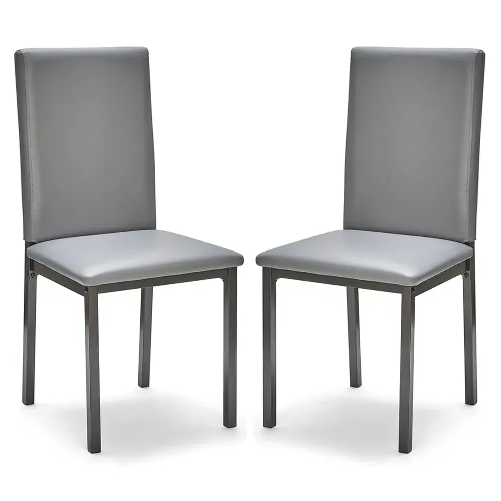 Billings Dining Chairs Pair - Grey, Faux Leather image