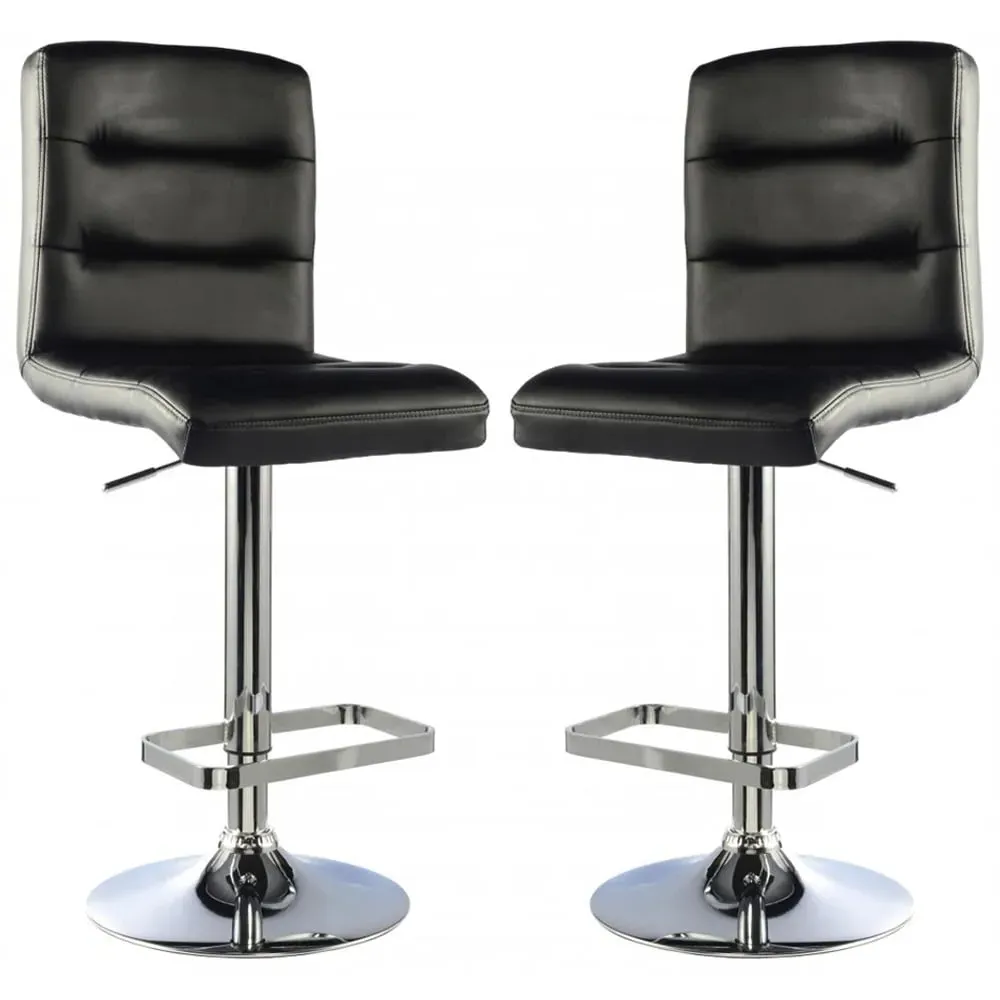 Billings Height Adjustable Bar Chairs - Black, PU Leather