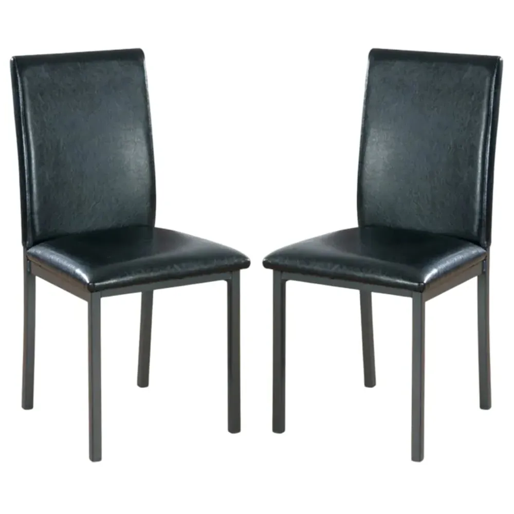 Billings High-Back Dining Chairs Pair - Black, Faux Leather image