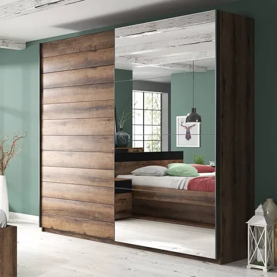 Biloxi 2-Door Mirrored Wardrobe - Monastery Oak