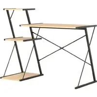 Biloxi Laptop Desk with 3 Shelves - Black, Oak