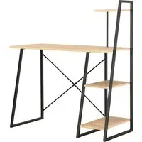 Biloxi Laptop Desk with Shelving Unit - Black, Oak