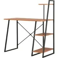 Biloxi Laptop Desk with Shelving Unit - Brown, Wood