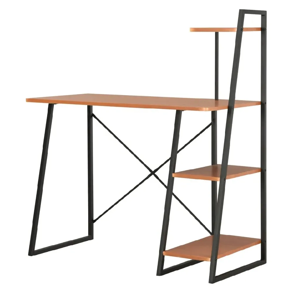 Biloxi Laptop Desk with Shelving Unit - Brown, Wood