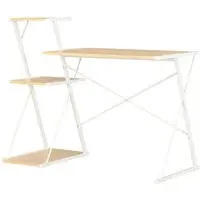Biloxi Laptop Desk with Shelving Unit - White, Wood