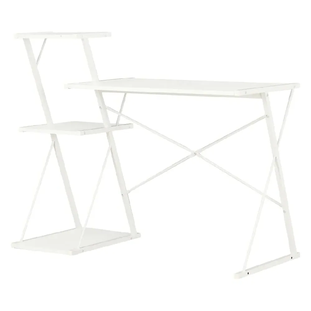 Biloxi Laptop Desk with Shelving Unit - White, Wood