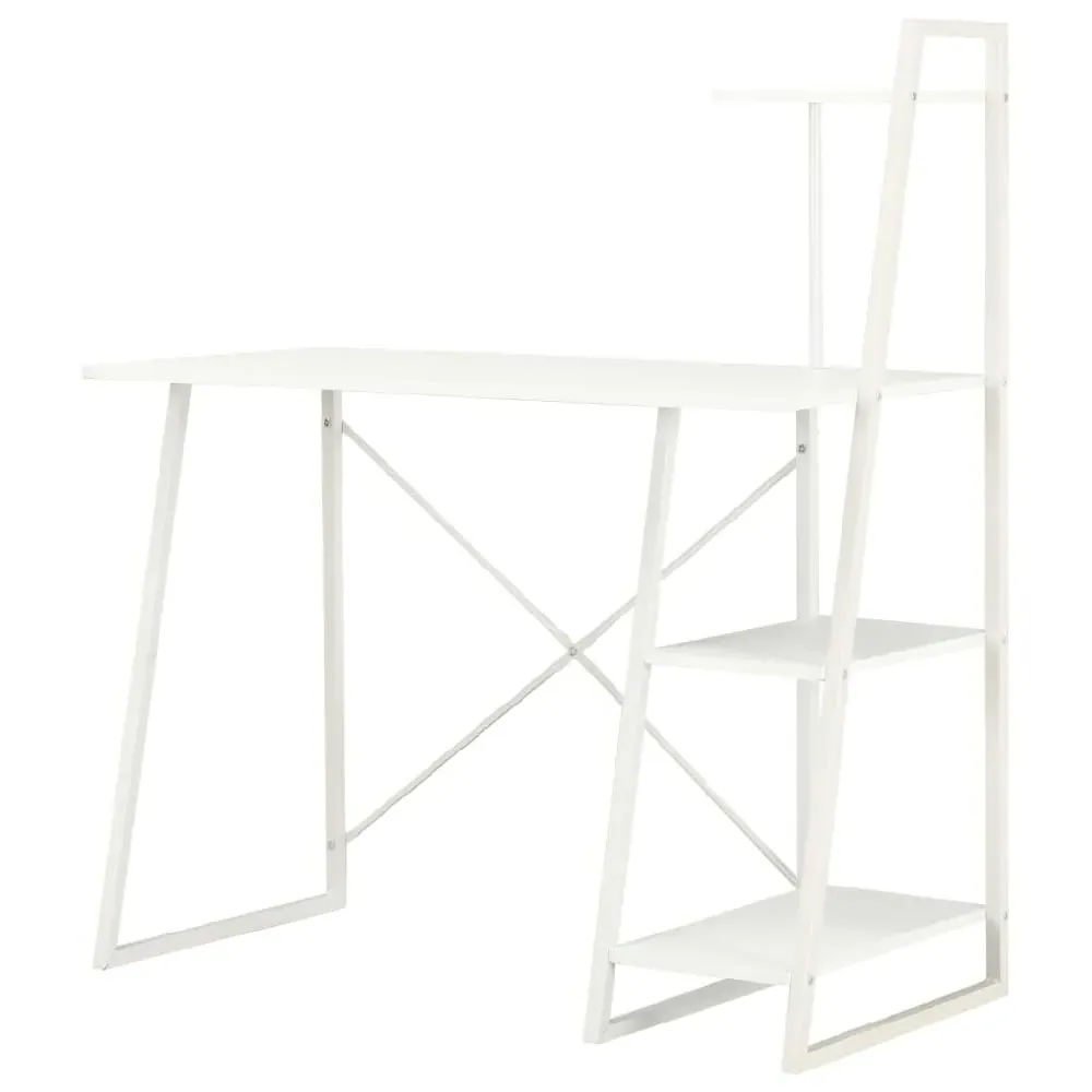 Biloxi Laptop Desk with Shelving Unit - White, Wood