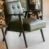 Biloxi Leather Armchair with Wooden Frame - Green