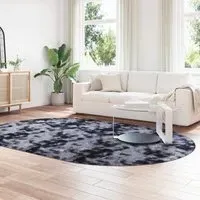 Biloxi Oval High Pile Shaggy Rug - Dark Grey, Polyester