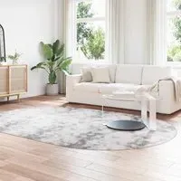 Biloxi Oval High Pile Shaggy Rug - Silver, Polyester