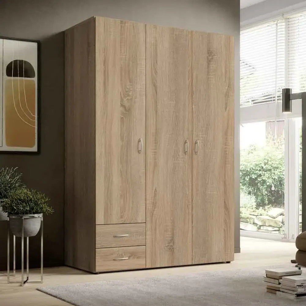 Binnenstad 3-Door Wardrobe with Drawers - Oak Sonoma image