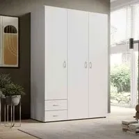 Binnenstad 3-Door Wardrobe with Drawers - White
