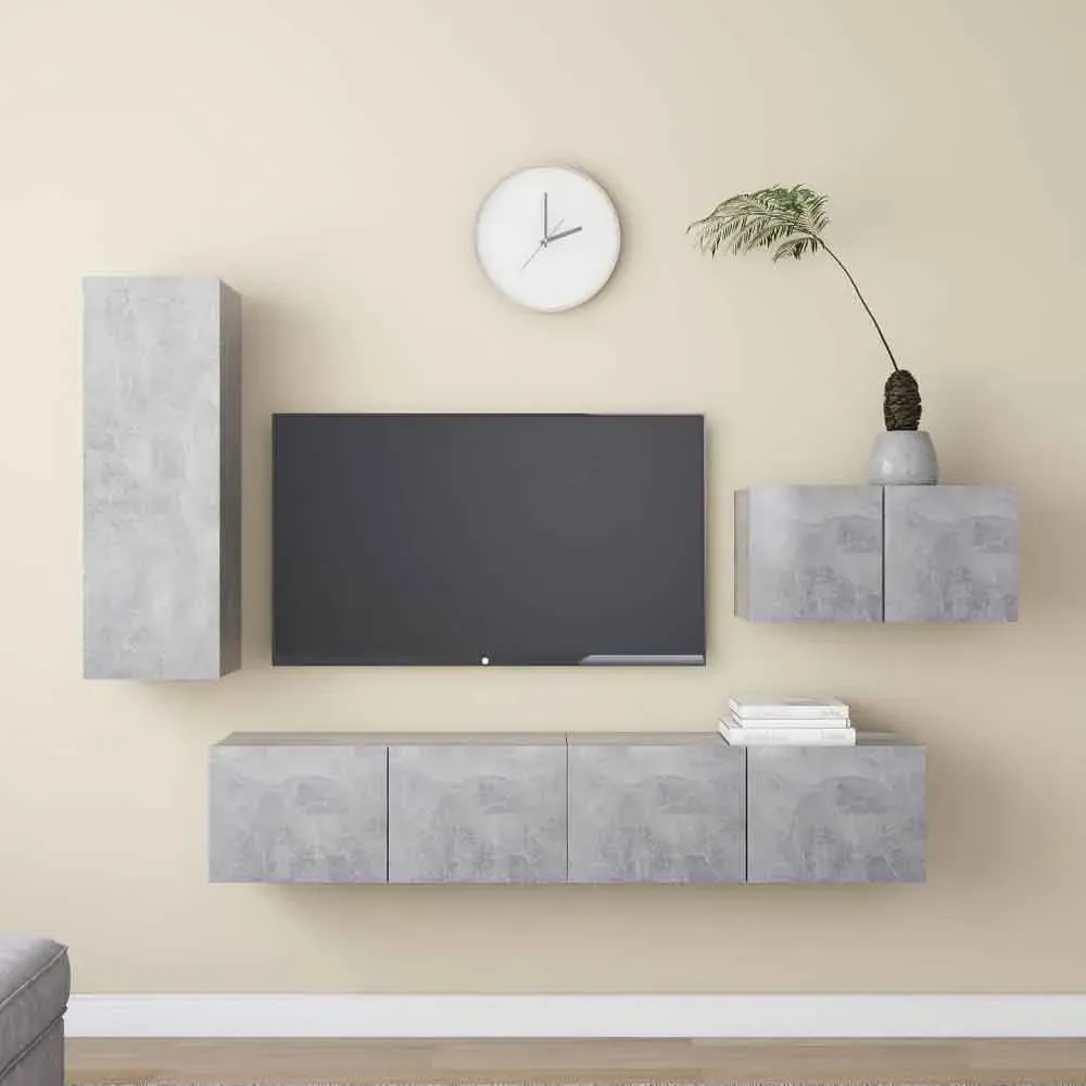 Binnenstad 4 Piece Entertainment Unit - Concrete Grey