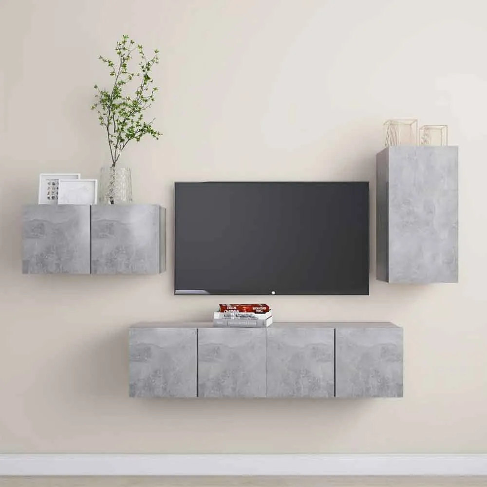 Binnenstad 4 Piece Entertainment Unit - Concrete Grey