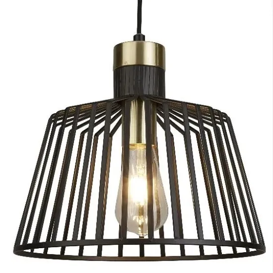 Bird Cage Frame Pendant Lamp - Black, Brass image