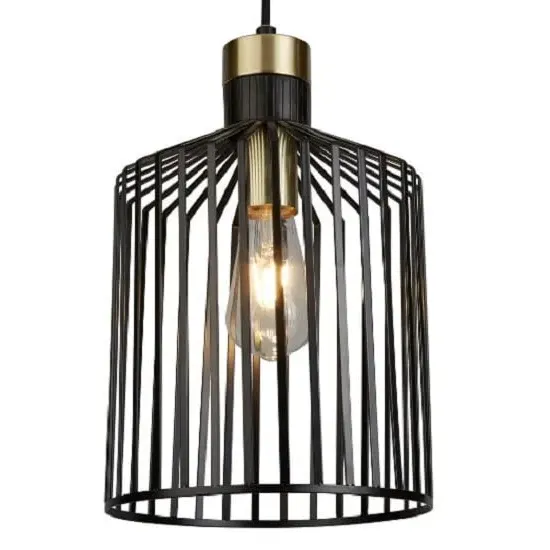 Bird Cage Frame Pendant Lamp - Black, Gold