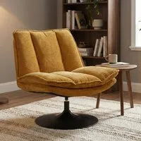 Birex Accent Chair with Swivel Metal Base - Ochre, Fabric alternate view