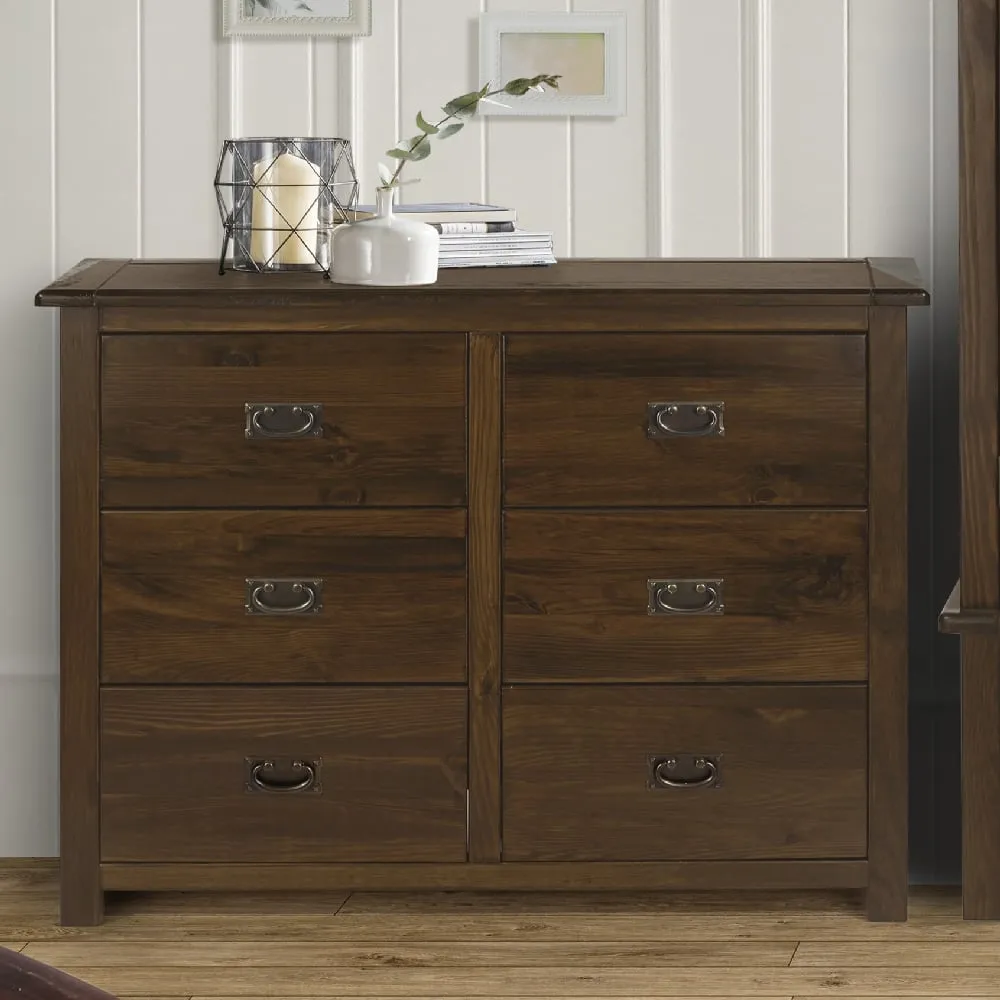 Birtley Chest of 6 Drawers - Dark Brown