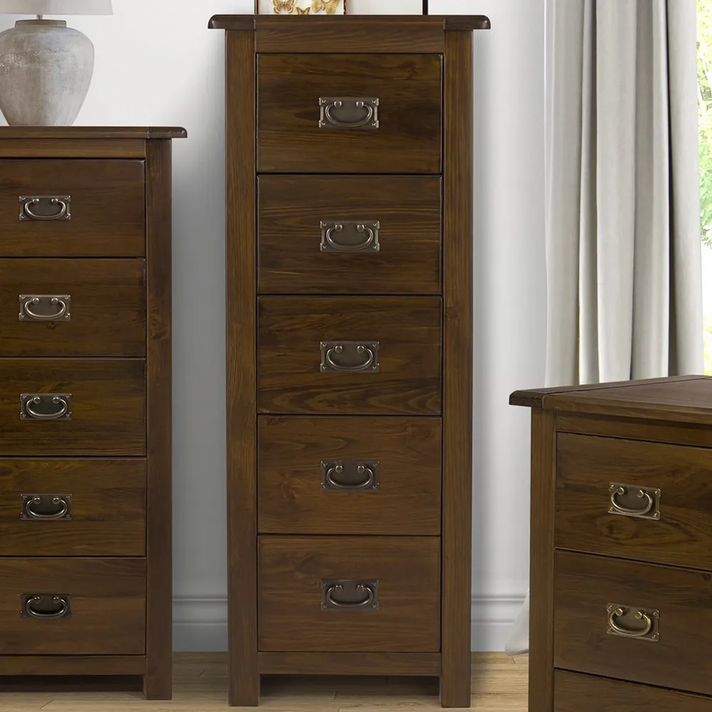 Birtley Tall 5-Drawer Chest - Rustic Oak, Wood product