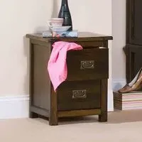 Birtley Wide Bedside Cabinet with 2 Drawers - Rustic Oak