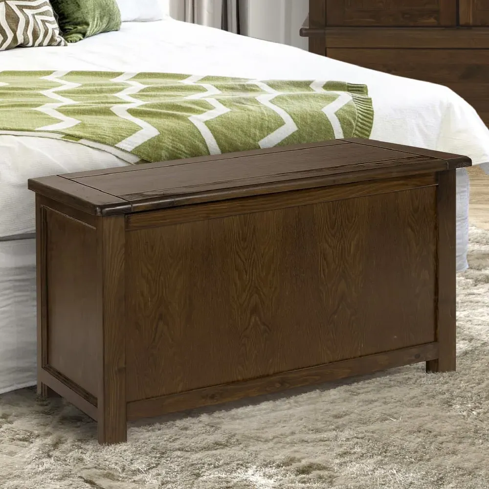 Birtley Wooden Blanket Box - Dark Brown