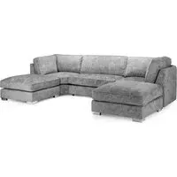 Bismarck U-Shaped Corner Sofa with Footstools - Platinum, Velvet