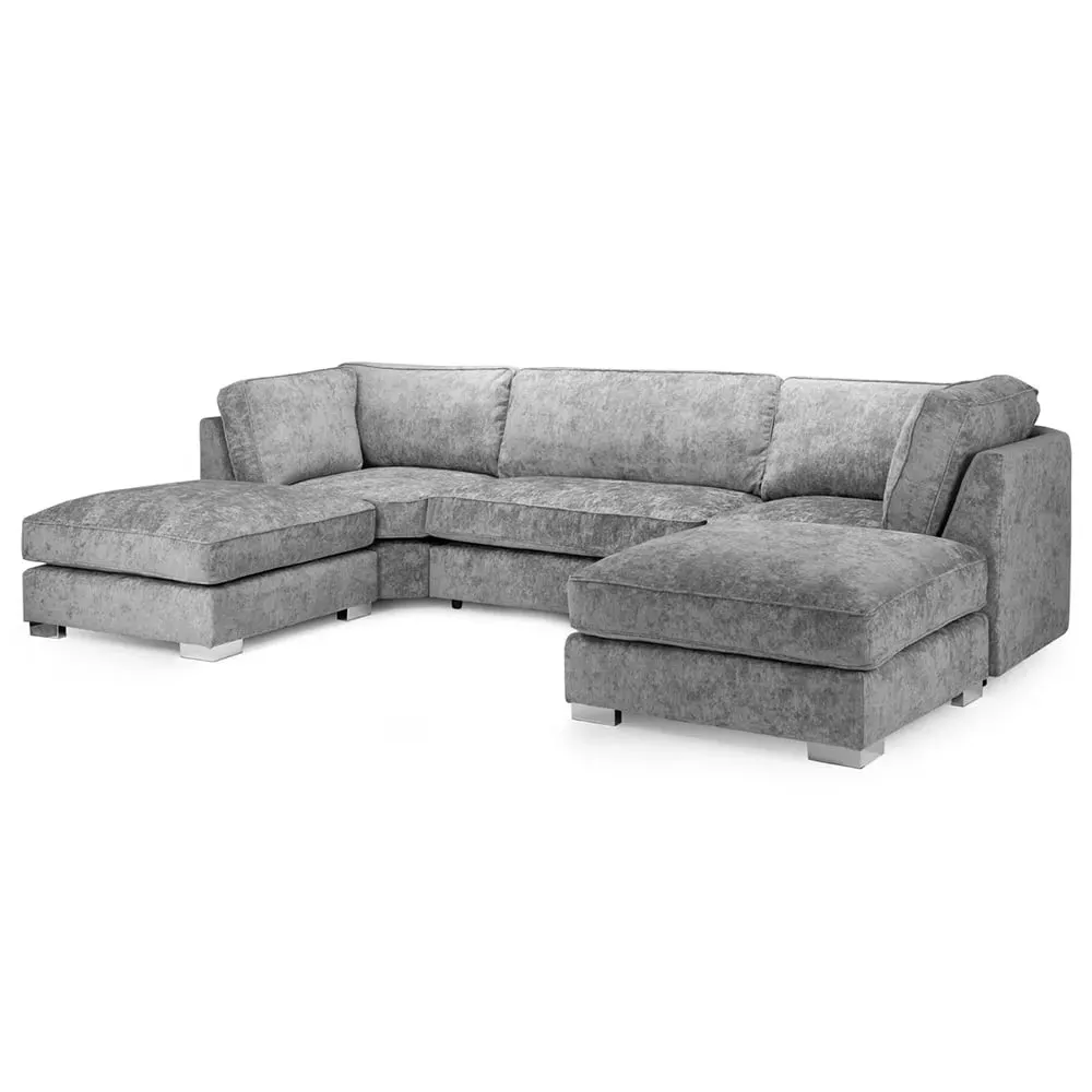 Bismarck U-Shaped Corner Sofa with Footstools - Platinum, Velvet image