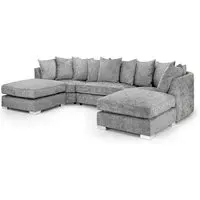 Bismarck U-Shaped Corner Sofa with Scatterback - Platinum, Velvet