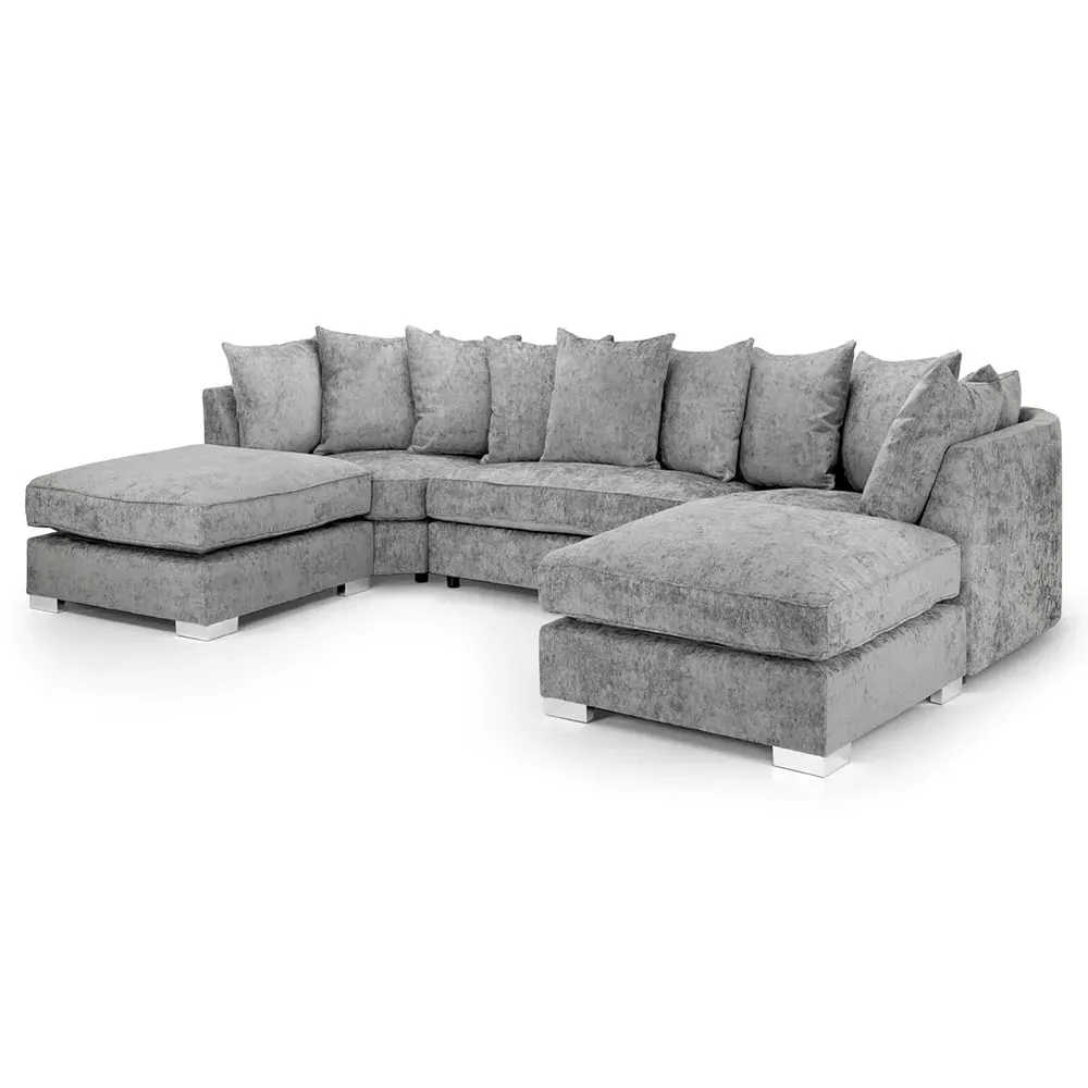Bismarck U-Shaped Corner Sofa with Scatterback - Platinum, Velvet image