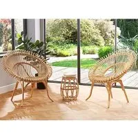 Bissau Rattan Bistro Set with 2 Suzano Chairs - Natural