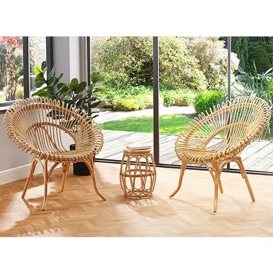 Bissau Rattan Bistro Set with 2 Suzano Chairs - Natural image